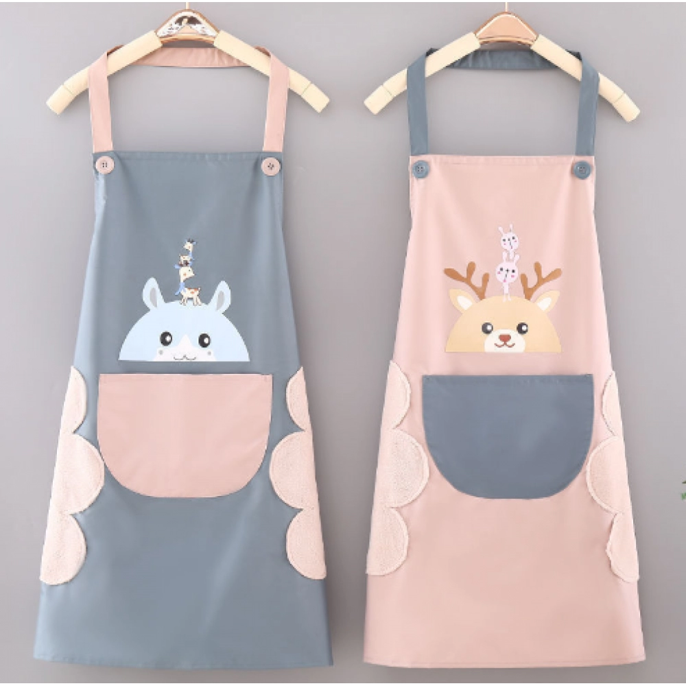 Little Deer Wipable Hand Apron Women's Kitchen Waterproof and Oil Resistant Apron Men's Fashion Korean Version Couple Cover up Cooking Work Clothes Little Deer Wipable Hand Apron Women's Kitchen Waterproof and Oil Resistant Apron Men's Fashion Korean Version Couple Cover up Cooking Work Clothes