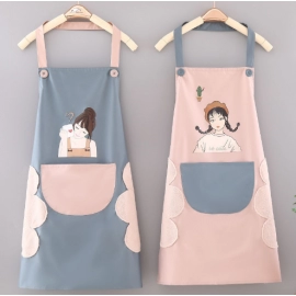 Little Deer Wipable Hand Apron Women's Kitchen Waterproof and Oil Resistant Apron Men's Fashion Korean Version Couple Cover up Cooking Work Clothes