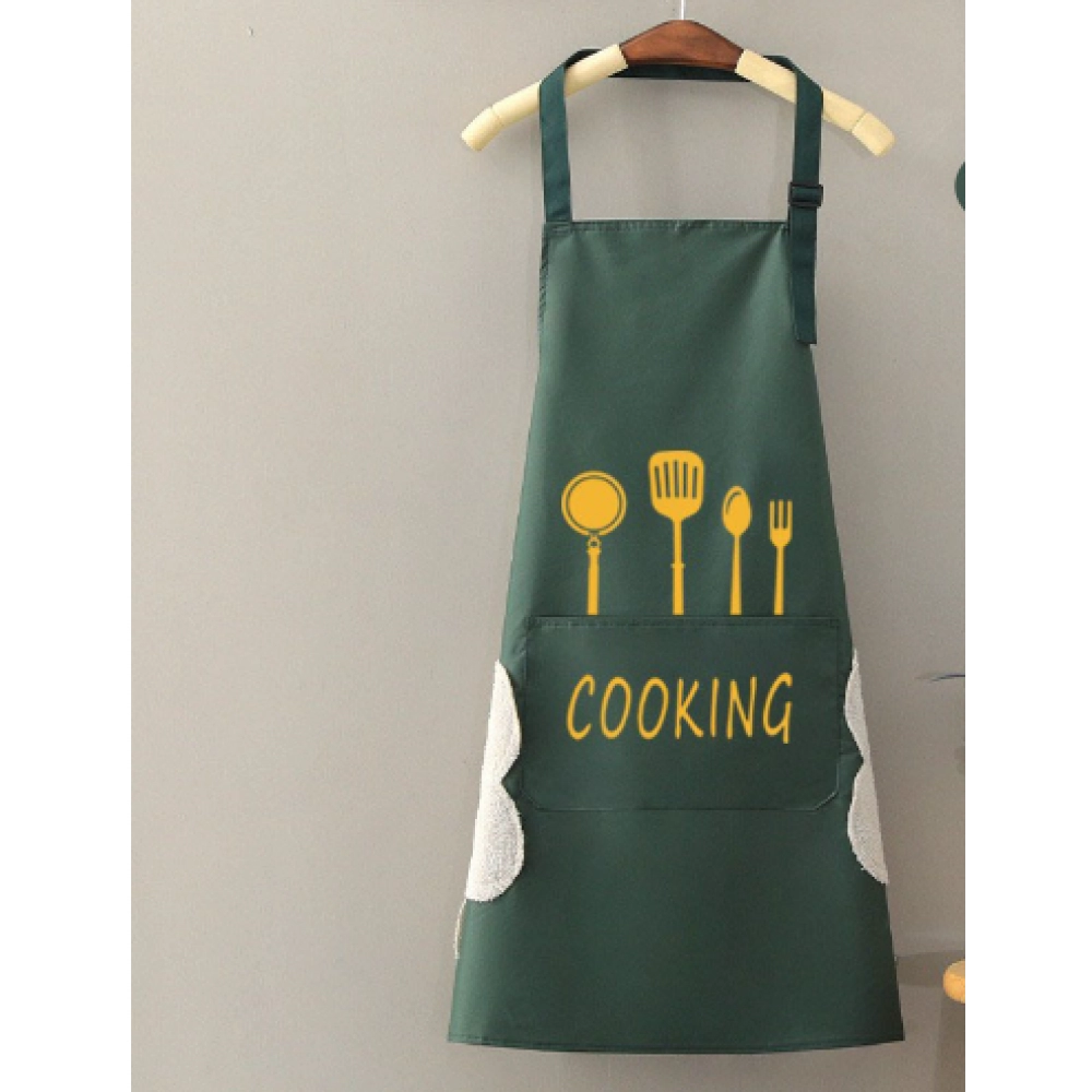 Waterproof and oil resistant apron for women, hand wiping, half length household kitchen apron Waterproof and oil resistant apron for women, hand wiping, half length household kitchen apron