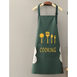 Waterproof and oil resistant apron for women, hand wiping, half length household kitchen apron
