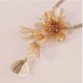 Exaggerated Neckchain ZA 3D Flower Metal Style Necklace Baroque Micro Inlay Fashion Necklace Adornment for Women