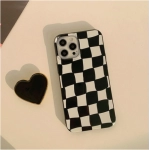 INS black and white checkered love bracket XR suitable for iPhone 12pro max Apple 11 phone case 13 silicone 14 soft