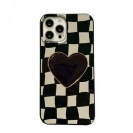 INS black and white checkered love bracket XR suitable for iPhone 12pro max Apple 11 phone case 13 silicone 14 soft
