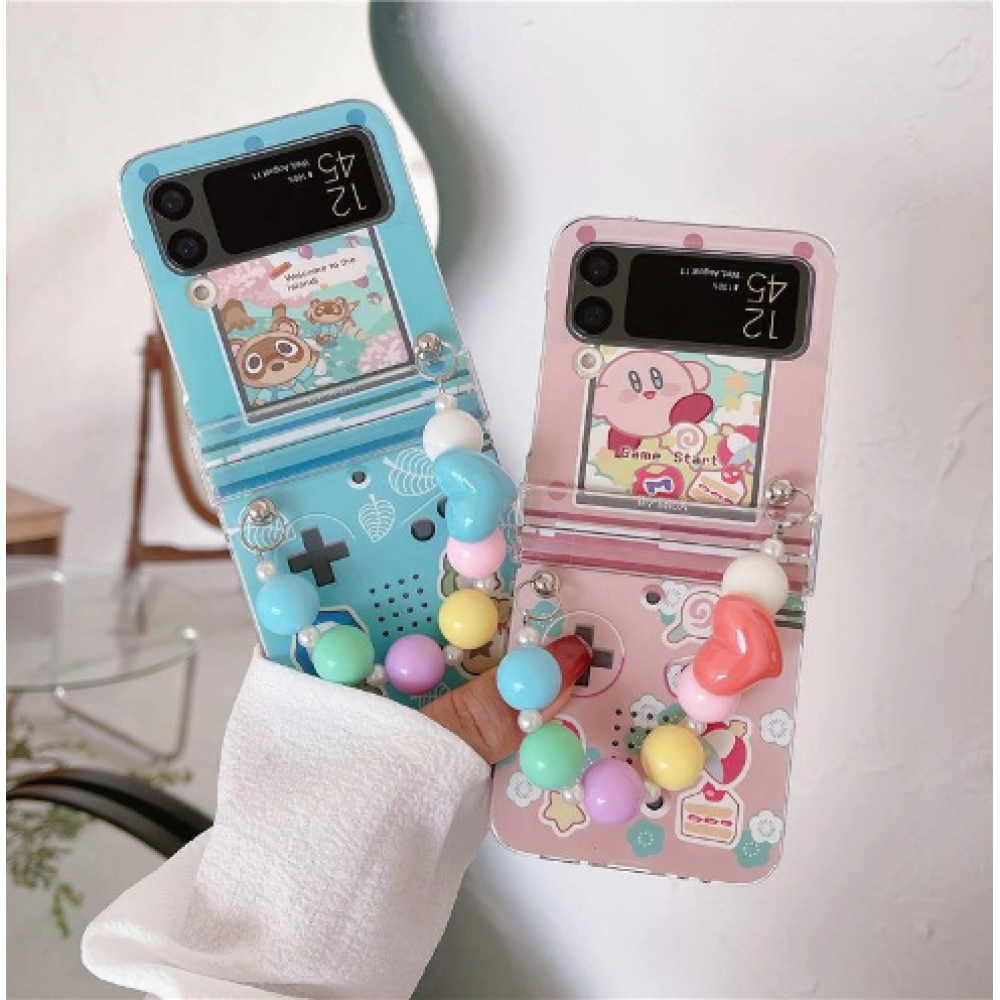 Suitable for Samsung Galaxy zflip4 phone case folding cute cartoon bracelet game console z flip3 couple Suitable for Samsung Galaxy zflip4 phone case folding cute cartoon bracelet game console z flip3 couple